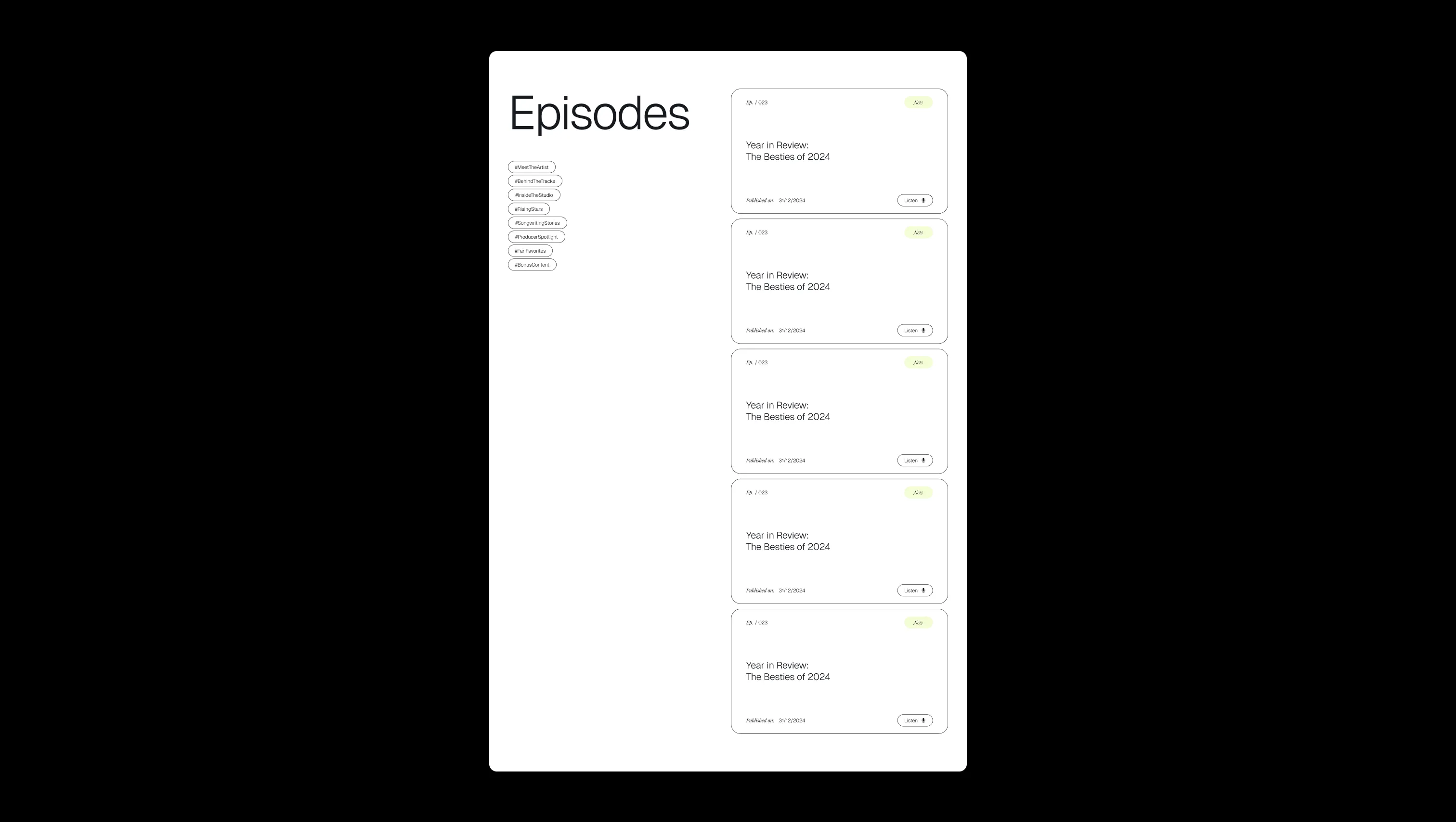 Podcast Episodes Grid with Filters